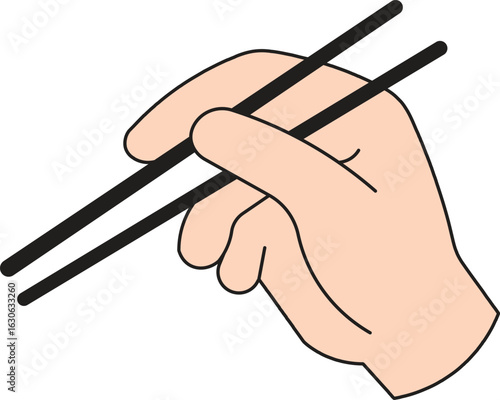 A hand holding chopsticks icon , vector illustration .