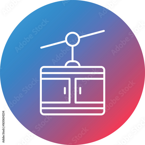 Cable Car Line Gradient Circle Background Icon