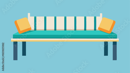 A long window bench with cushions perfect for lounging and taking a break from creating.