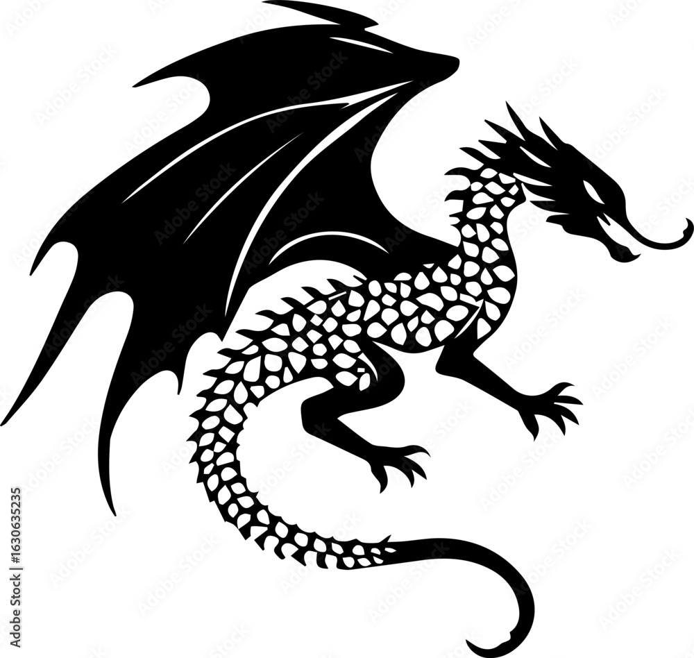 Naklejka premium Stylized Asian Dragon Tattoo Design