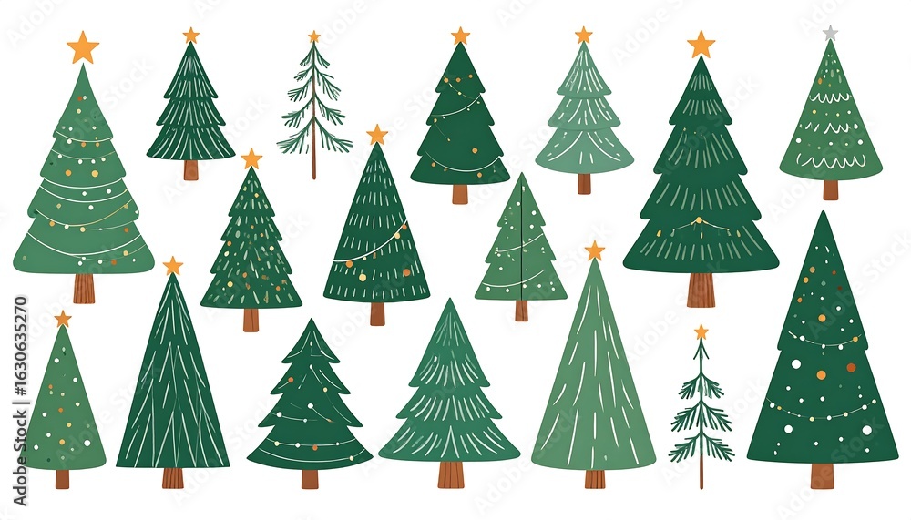 Fototapeta premium Festive Christmas trees collection