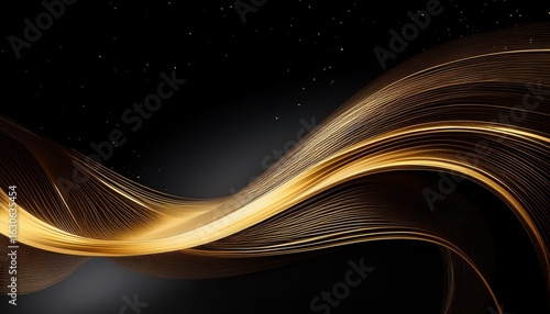 decorative gold light curves with line and wave motifs on luxury black white background