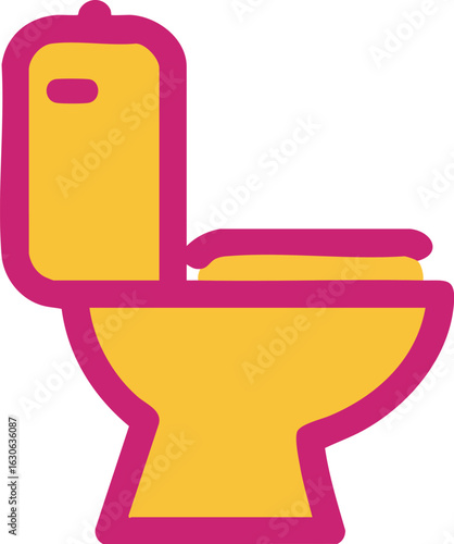 Toilet icon vector with yellow and pink colors simple bathroom fixture illustration design 
