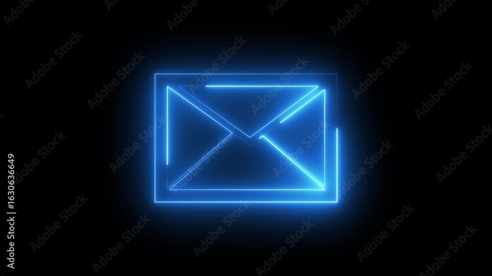 message icon animation on neon email notification box icon for messenger message icon animation on neon email notification box icon for messenger