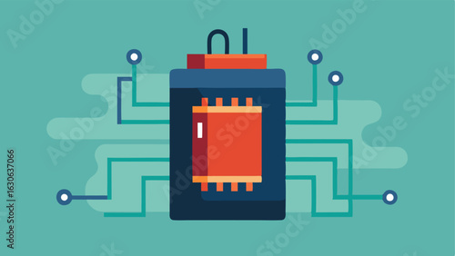 Control Mechanism An illustration showing a small battery or microcontroller connected to the chip indicating the technology behind the operation.