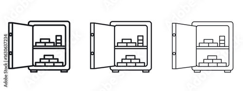 Open safe icon simple line design - Simple Vector Illustration