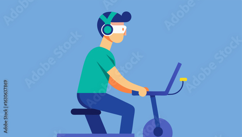 Brain Gym A person in workout attire using a stationary bike while wearing a neurofeedback headset showcasing the integration of physical and mental training.