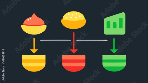 ColorCoded Foods An illustration showing a variety of foods with colorcoded labels indicating their effect on sugargreen for low impact yellow for moderate red for high.