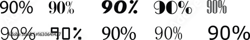 90% discount vector set, versatile for promotions, sales, and marketing on transparent background, offer.offer vector pack
