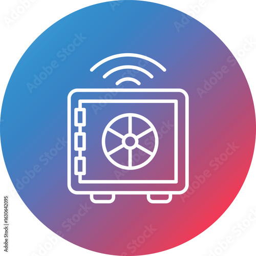 Smart Safebox Line Gradient Circle Background Icon