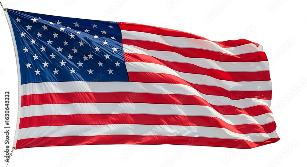 Fototapeta premium American flag waving proudly against a black background symbolizing freedom and patriotism with bold red and white stripes and fifty white stars
