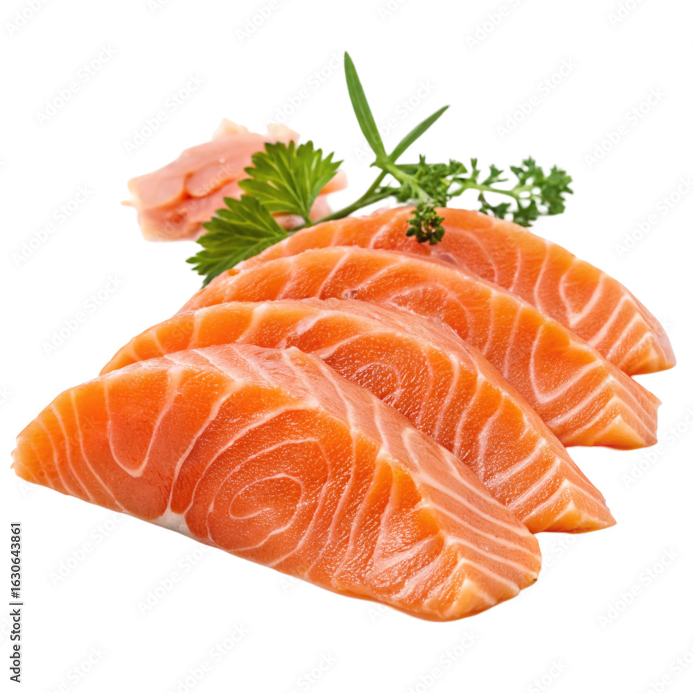 Salmon sashimi slices isolated on transparent background
Salmon sashimi slices isolated on transparent background