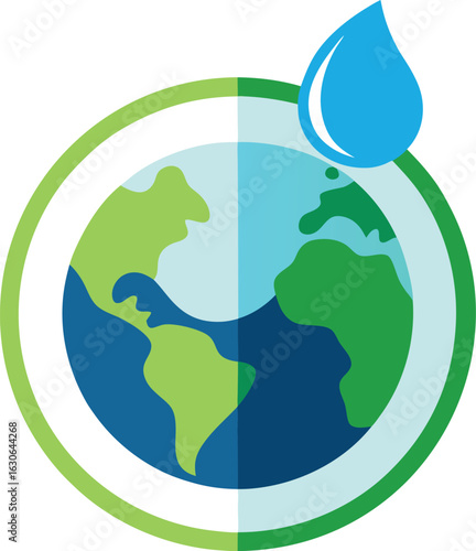 Global water conservation logo, promoting sustainability.