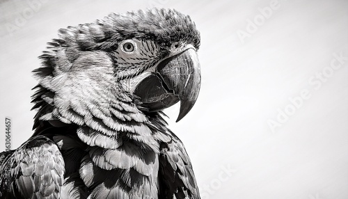 black and white macaw parrot illustration on branch
