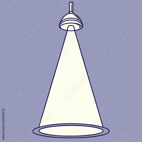 Simple vector illustration of a modern showerhead emitting a bright spotlight.