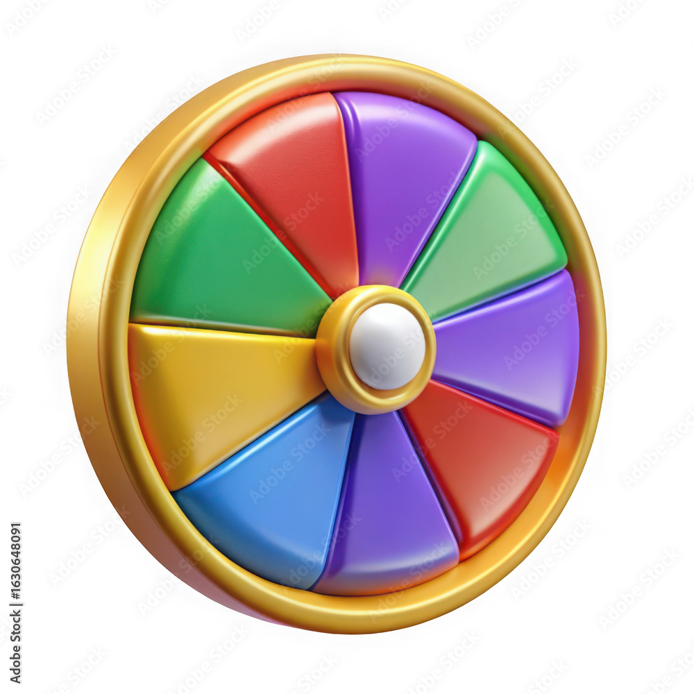 Obraz premium 3d colorful spinning wheel of fortune isolated on transparent background