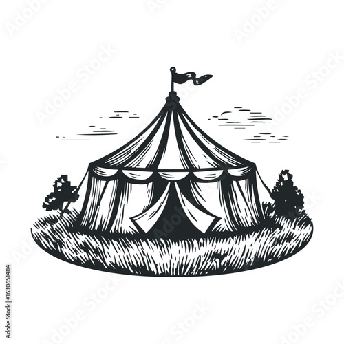 Vintage circus tent design for event decoration and branding