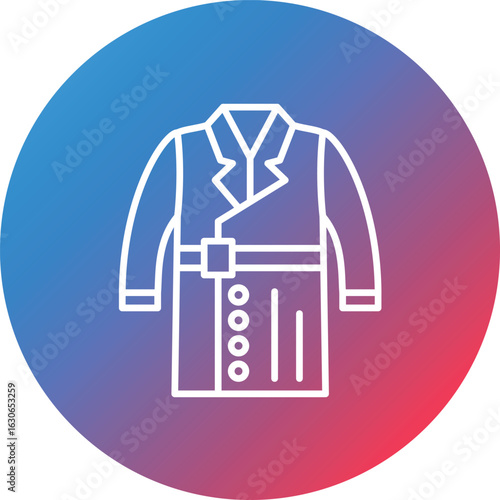 Long Coat Line Gradient Circle Background Icon