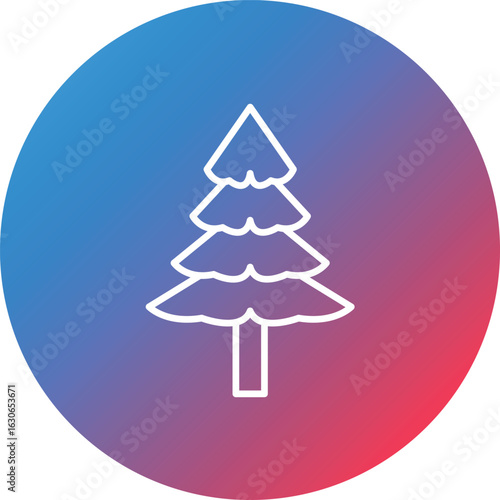 Pine Tree Line Gradient Circle Background Icon