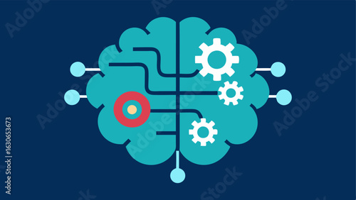 AI Brain A brain icon filled with gears and circuits representing the processing power of AI in understanding complex imaging data.