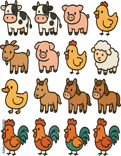set of funny animals