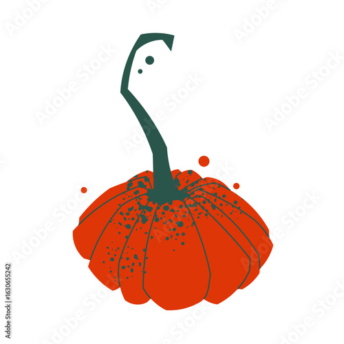 Hand drawn decorative gourd in flat vector style. Great for autumn design, seasonal cards, Thanksgiving crafts, stickers, or cozy fall illustrations