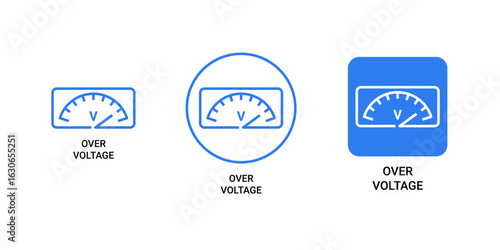 Overvoltage Protection Meter Icons for Electrical Monitoring and Safety Indication