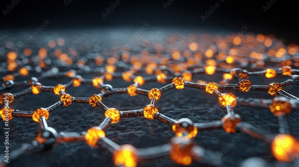 Obraz premium glowing atoms linked network