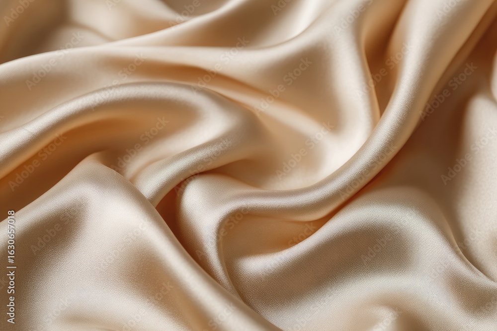 Obraz premium Soft, flowing champagne-colored silk drapes