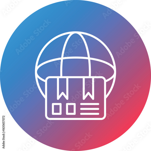 Global Delivery Line Gradient Circle Background Icon