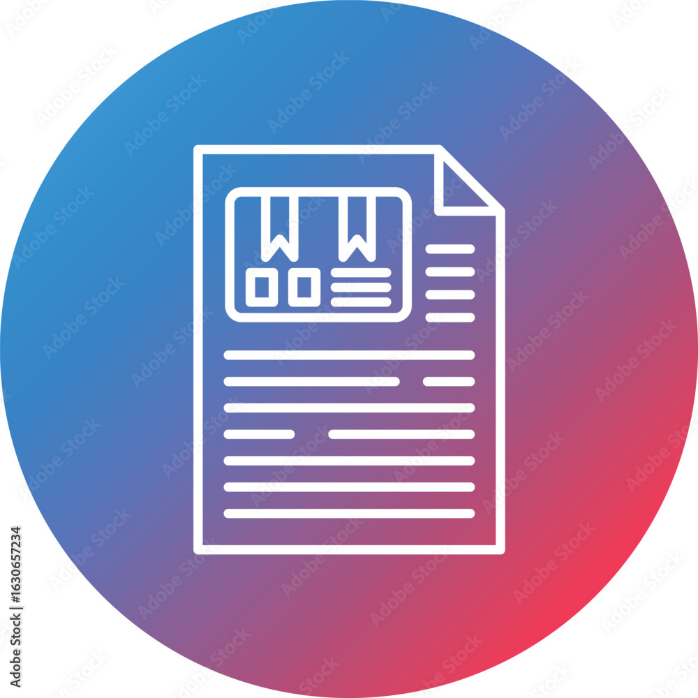 Delivery Note Line Gradient Circle Background Icon