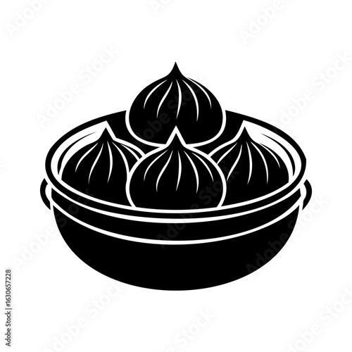 Steamed Dumplings in a Bowl Delicious Asian Food Illustration