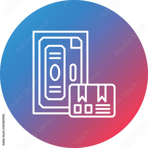 Door Delivery Line Gradient Circle Background Icon