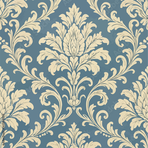 Wallpaper Mural Vintage Damask Seamless Pattern – Elegant Ornamental Background Design for Textiles, Wallpapers, and Decor Torontodigital.ca