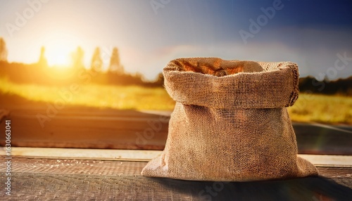 sacco di juta vuoto su gradino assolato