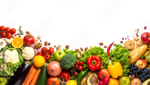 Colorful assortment of fresh produce and nuts