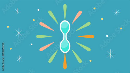 Cellular Sprawl An illustration of healthy cells with visibly long telomeres surrounded by rays of light and subtle sparkles indicating vitality.