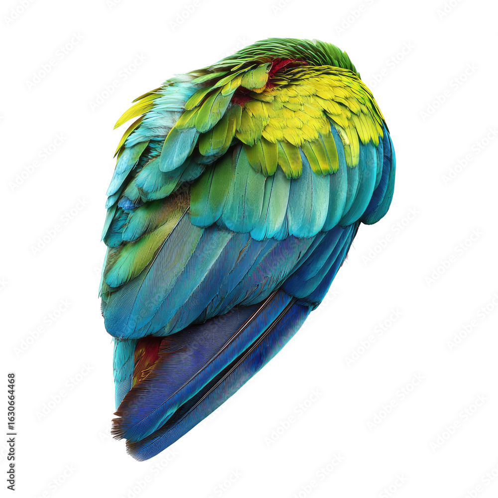 Obraz premium Close-up of a sleeping parrot's back feathers. Vivid colors