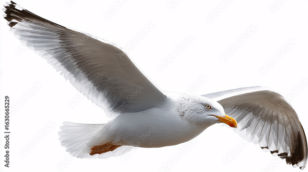 Obraz premium Seagull in flight with spread wings