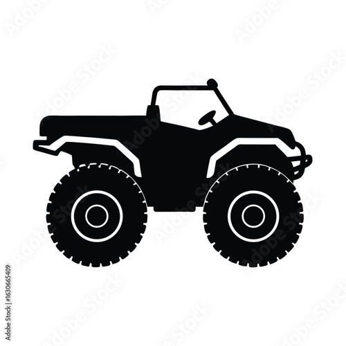 Atv vehicle offroad quad bike four wheeler automobile transport machine silhouette vector illustration