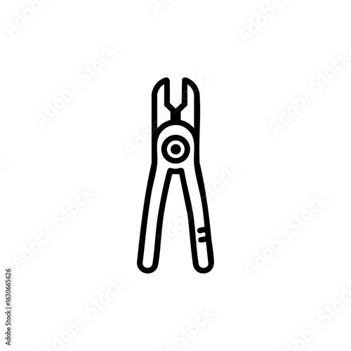 Outline icon of a wire stripper tool, representing electrical hand tools used for stripping insulation from wires.
