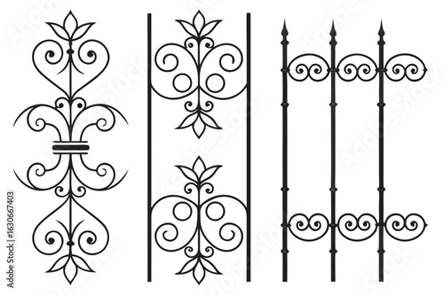 Ornate ironwork designs decorative metalwork vector elements wrought iron design