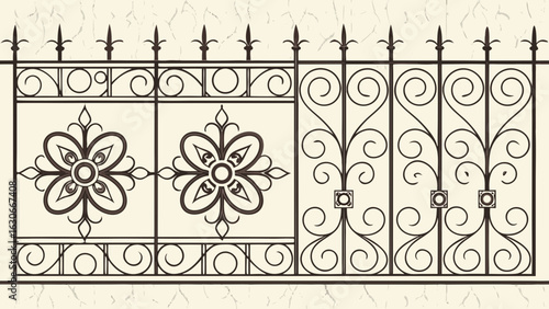 Decorative ironwork fence wrought iron metalwork railing design ornamental gate art