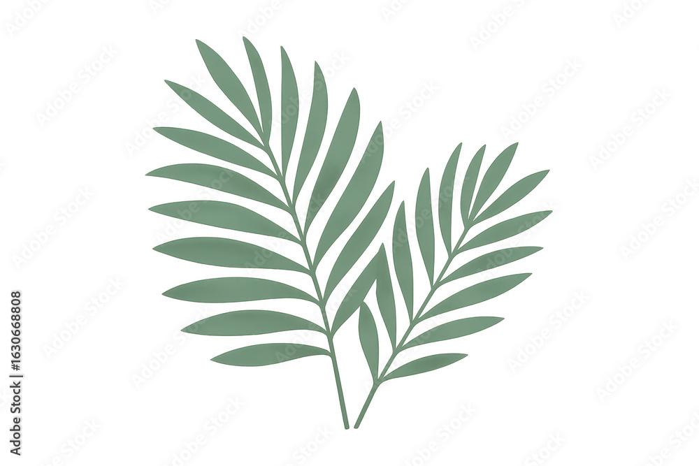 Green palm leaves overlapping, creating serene tropical composition with transparent background, ideal for summer graphic design projects Green palm leaves overlapping, creating serene tropical composition with transparent background, ideal for summer graphic design projects