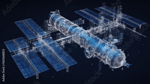Fototapeta Naklejka Na Ścianę i Meble -  space station digital blueprint design