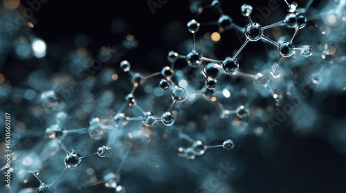 Fototapeta Naklejka Na Ścianę i Meble -  molecular structure glowing dark background