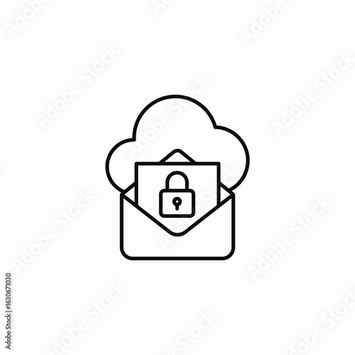 cloud email locked icon sign vector