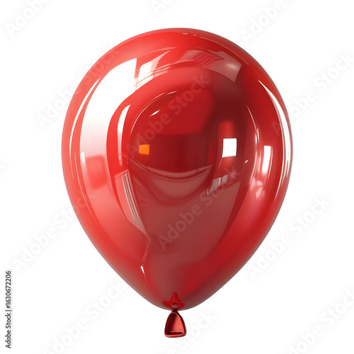 3D red balloon floating shiny surface PNG