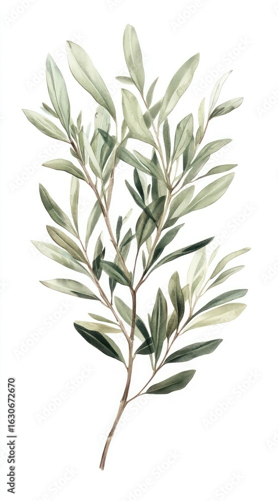 Fototapeta premium Olive plant leaf art illustration.