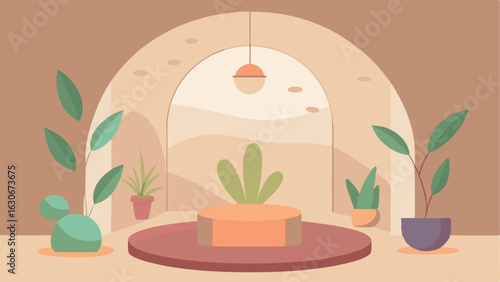 Ambient Environment A cozy environment around the chamber with plants soft colors and natural light streaming in portraying a healing atmosphere.